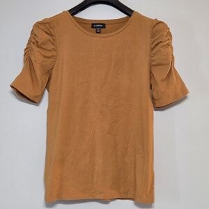 Le Chateau Puffed/Ruched Sleeves Mustard Yellow Cotton Casual/ Business SZ MED